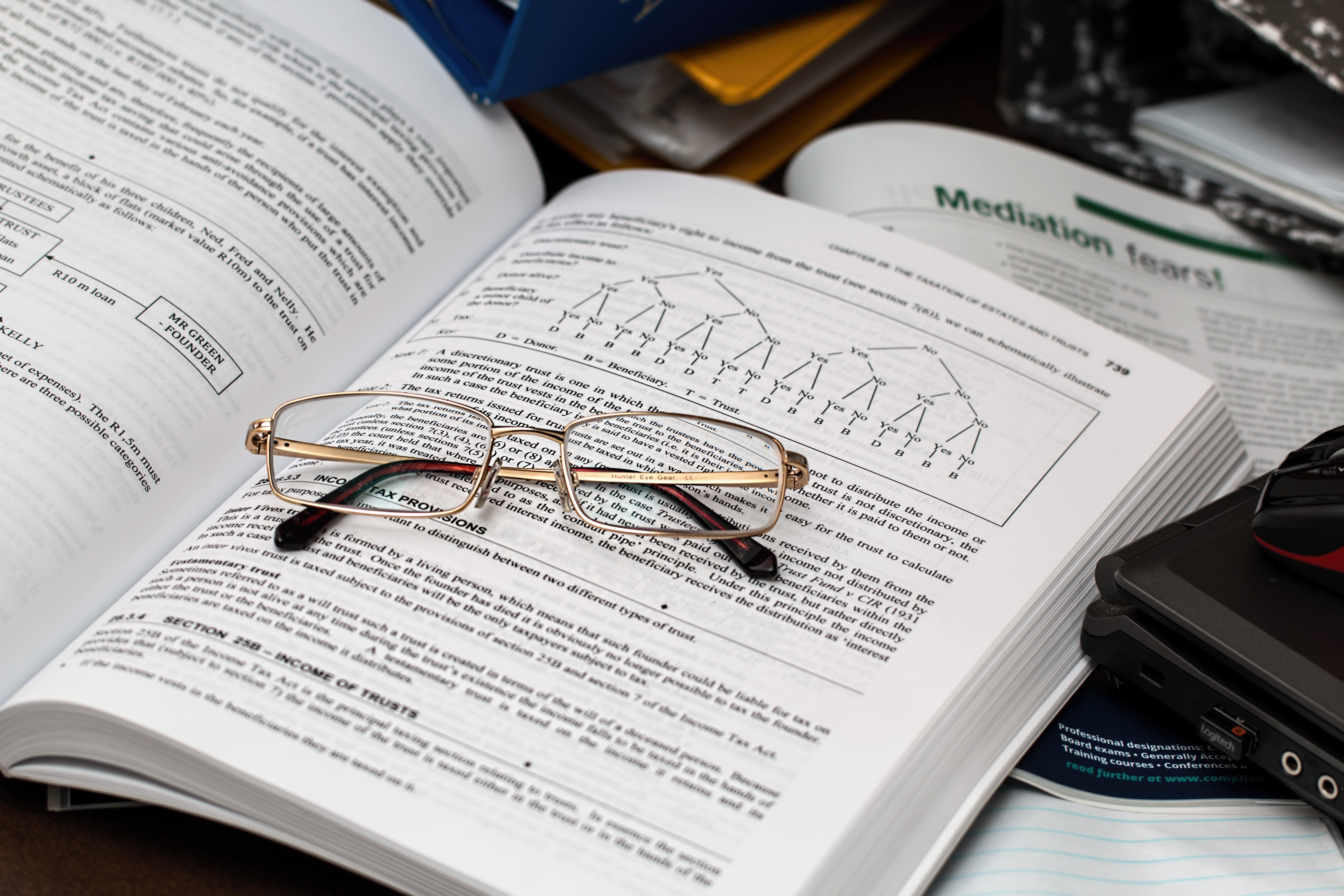 open book with glasses